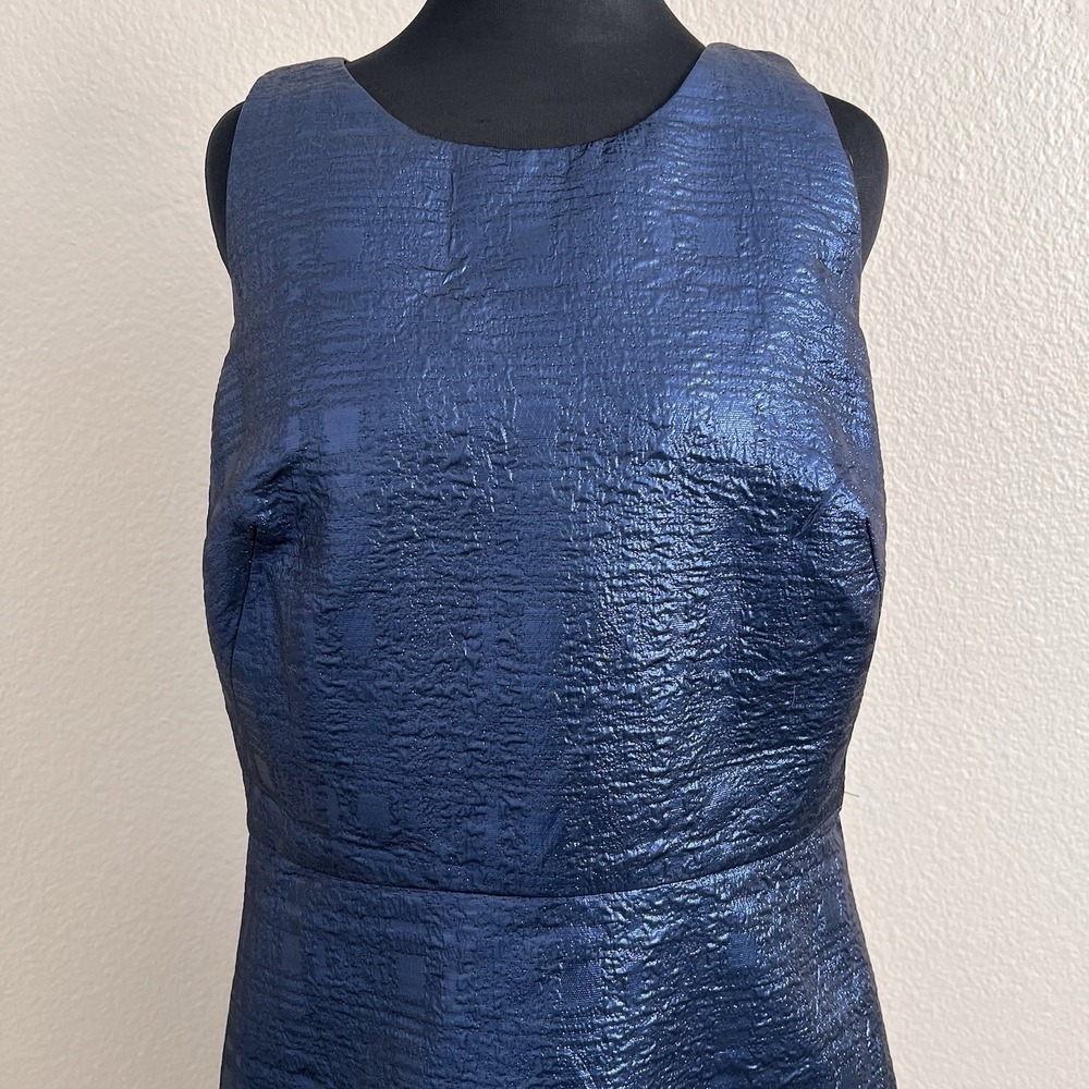 NWT 12 Milly Metallic Fit Flare Dress Sleeveless Textured Shimmer Party Wool - Picture 4 of 14